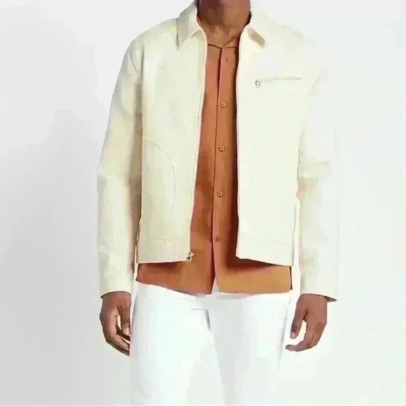New Express men’s Cream Zip Jacket in Pine Natural  SIZE S - Picture 5 of 6